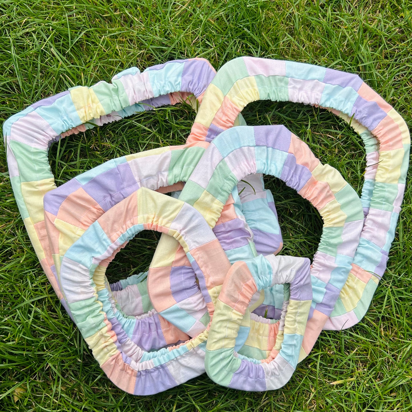 Pastel patchwork grime guards (Available for Q-snaps and Nurge Hoops)