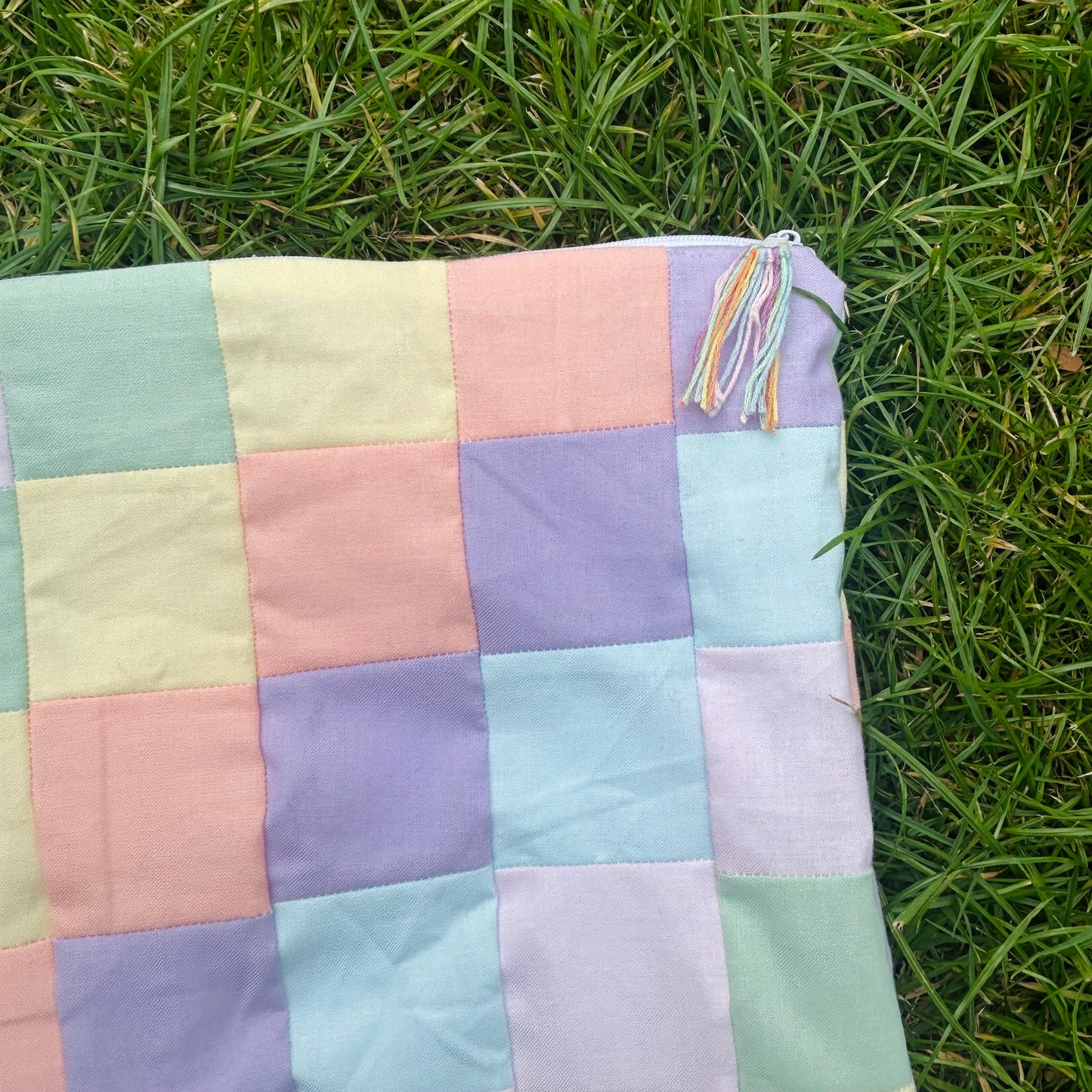 Pastel patchwork project bag