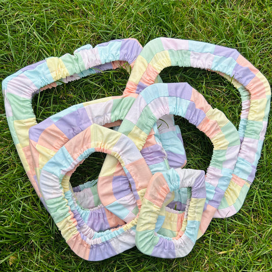 Pastel patchwork grime guards (Available for Q-snaps and Nurge Hoops)